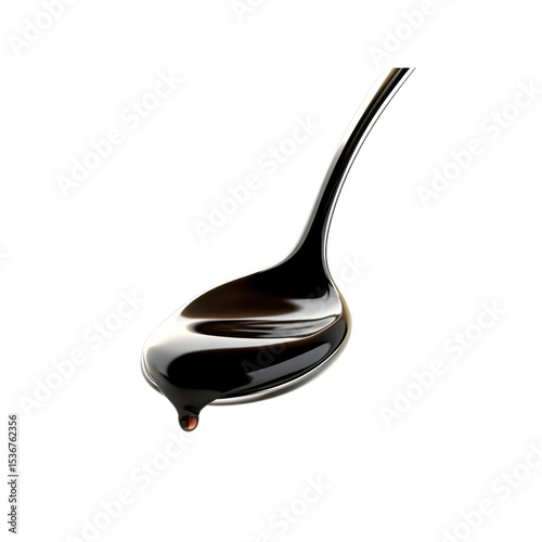 Glossy Spoon with Dripping Balsamic Vinegar