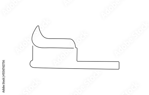 Continuous line drawing of toothbrush. Single line drawing of a toothbrush, one line drawing style, minimalist black outline vector illustration on white background.