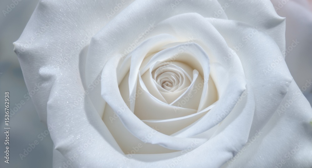 Obraz premium Close-up of a Delicate White Rose Blossom Petals Unfolding