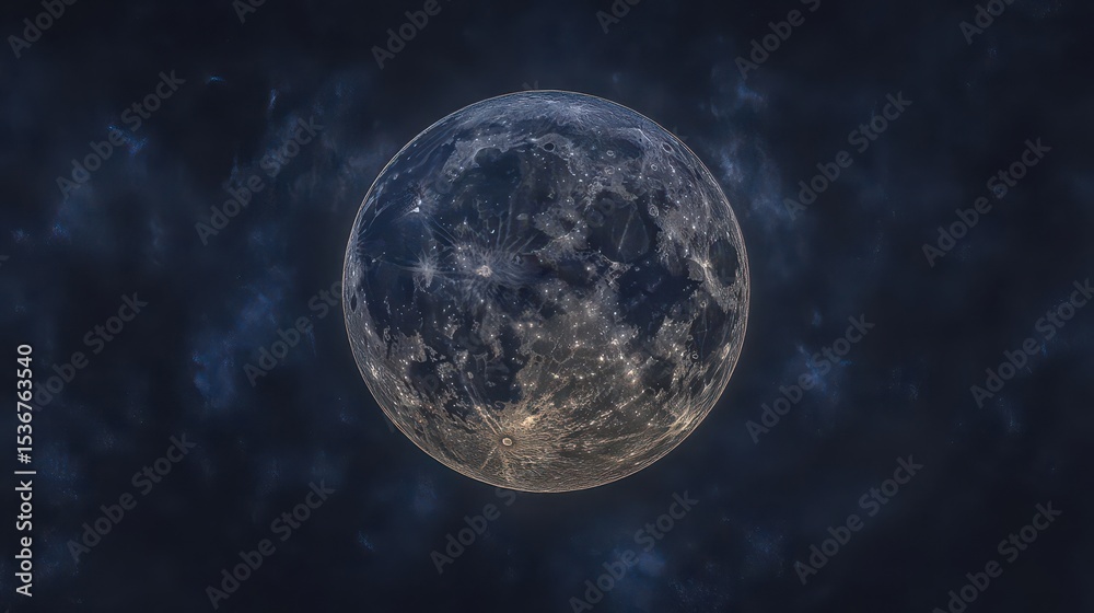 Obraz premium Lunar Surface, Celestial Body, Night Sky