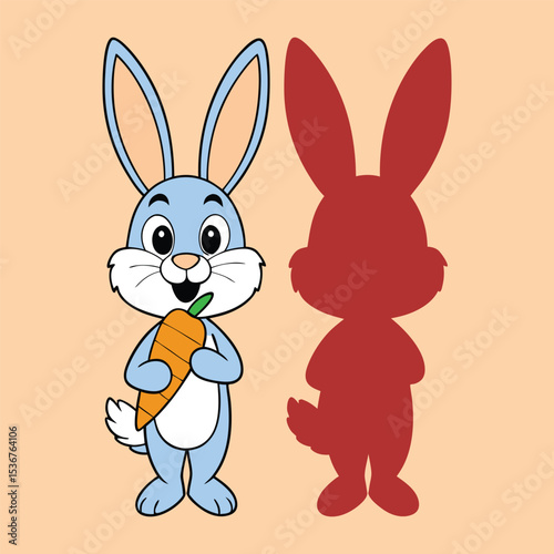Cute Cartoon Bunny Holding a Carrot