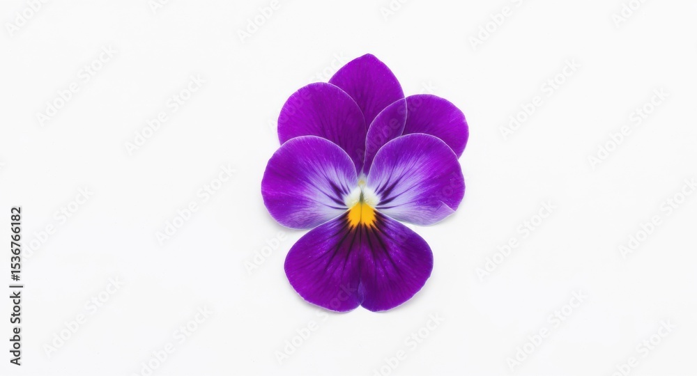 Obraz premium Purple Flower Viola on White Background Simple Still Life