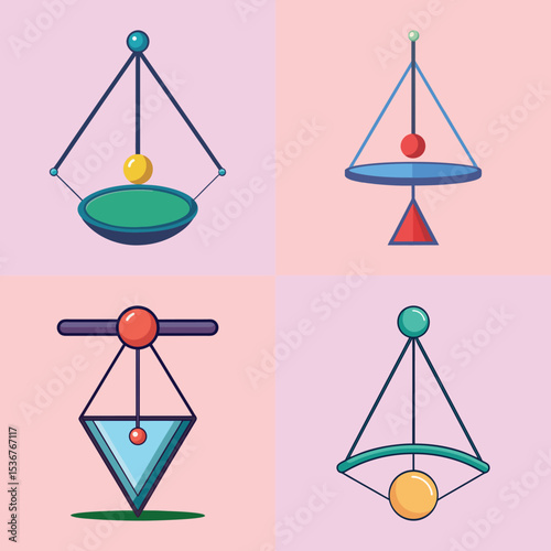 Pendulum Flat Illustration  Dowsing & Divination Tool for Energy Healing