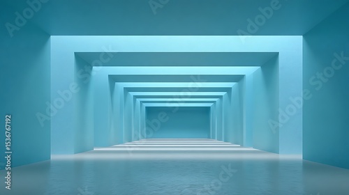 3D corridor with columns in a modern architectural interior, Blue stone arches and columns in a gothic architectural style,
Empty underground hallway with doors and lights in a modern building.