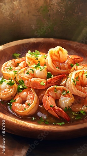 Wallpaper Mural Shrimp dish on wooden plate Torontodigital.ca