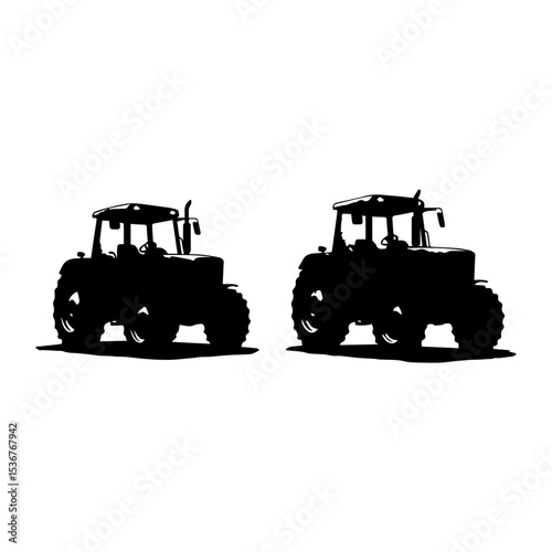 Silhouette of Farm Tractor