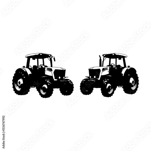 Silhouette of Farm Tractor