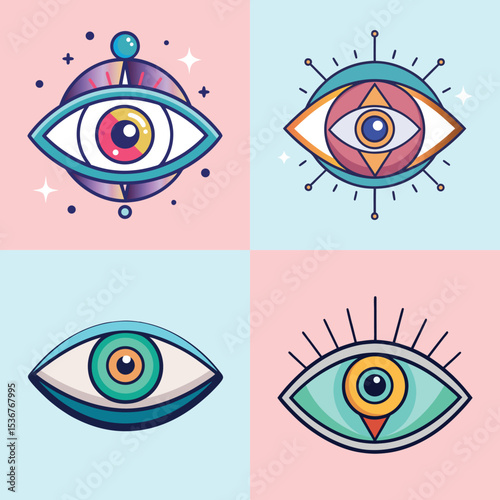 Minimalist Tarot Card Flat Illustration Mystic Divination & Fortune Telling Design