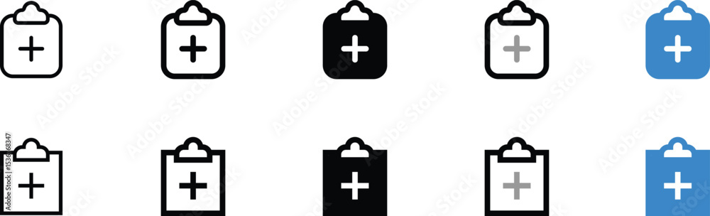 Fototapeta premium Set of Medical Clipboard Icons in Various Colors