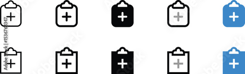 Set of Medical Clipboard Icons in Various Colors