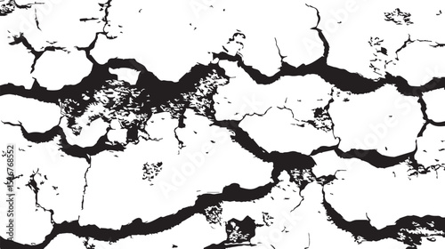 Cracked Earth Texture Black and White Abstract Background