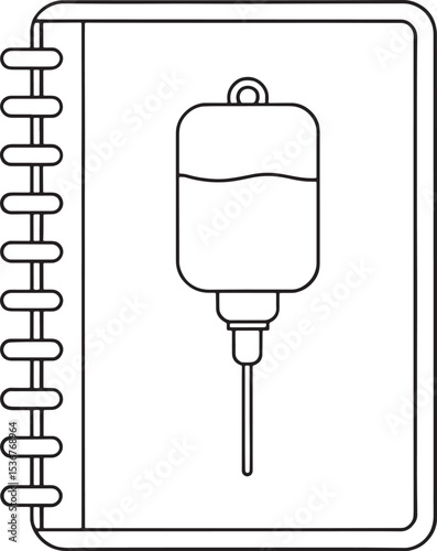 Medical notebook design featuring iv drip illustration for healthcare professionals