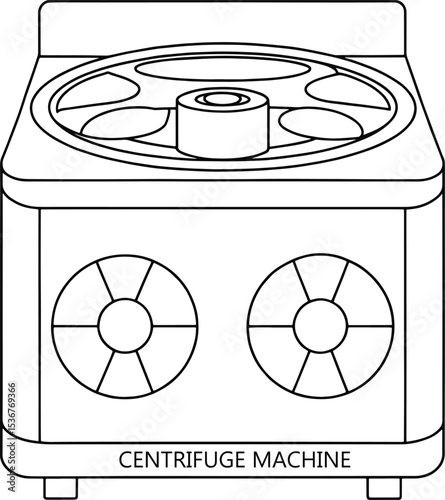 Line drawing of a centrifuge machine ideal for scientific or laboratory illustrations