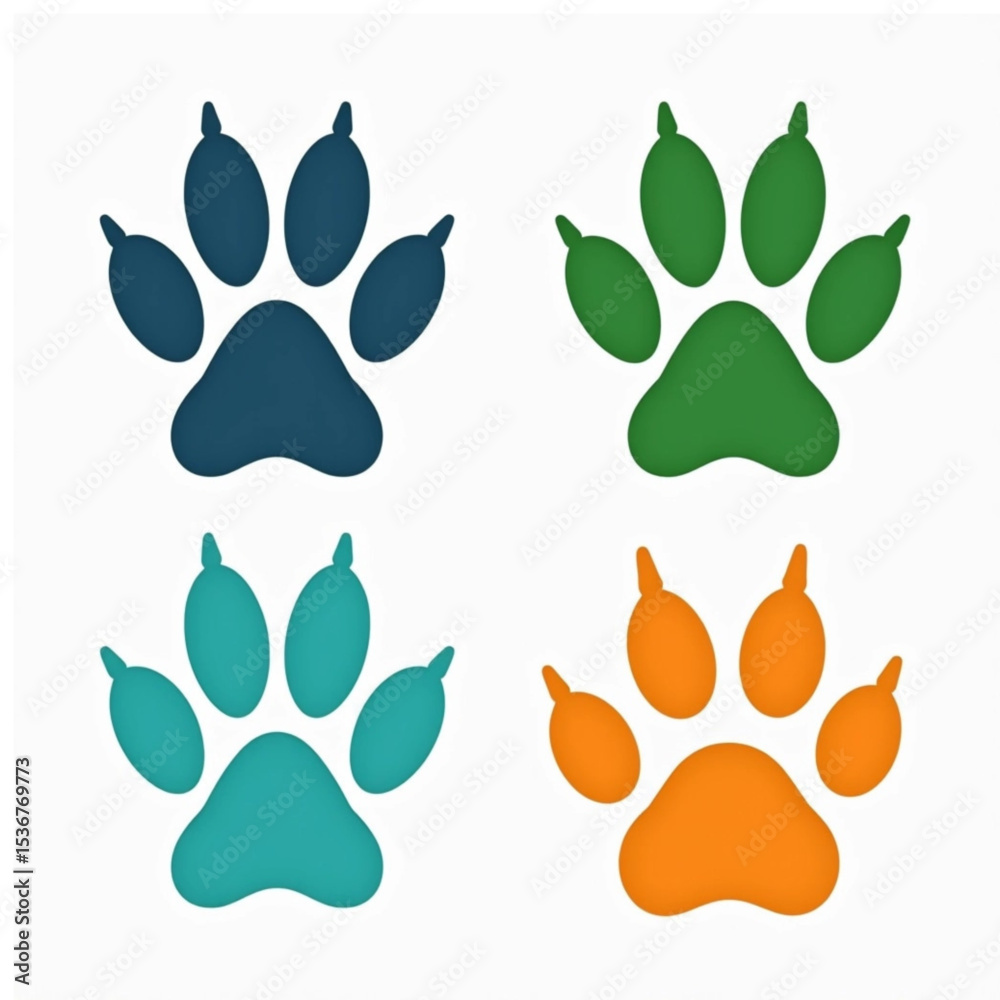 Fototapeta premium Colorful Paw Prints Design Perfect for Branding Logos Pet Shops and Animal Related Businesses