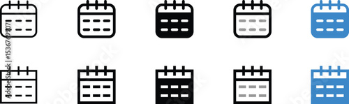 Set of Simple Calendar Icons in Various Colors