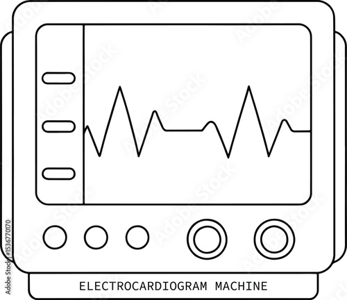 ECG machine line art medical device healthcare technology illustration