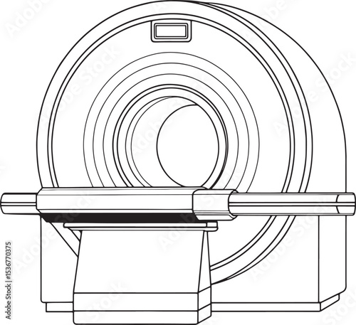 Medical mri scanner line drawing diagnostic technology healthcare equipment