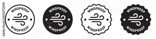 Windproof label set icon, vector illustration