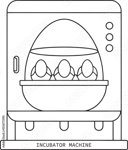 Simple line drawing of an egg incubator machine for hatching eggs