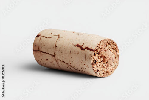 Close-up view of a cork revealing its intricate texture and color patterns, showcasing the unique characteristics of natural cork used for sealing wine bottles