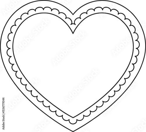 Elegant scalloped heart frame design perfect for valentines day cards and crafts