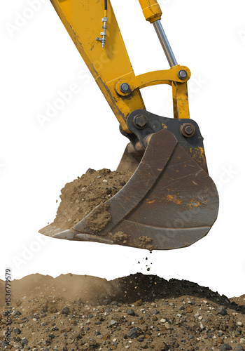 Excavator Bucket Loading Dirt - Construction Site