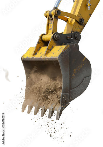 Excavator Bucket Loading with Dirt Splashes