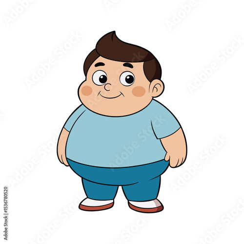 Fat Cute Chubby Kid Cartoon Vector Illustration