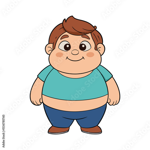 Fat Cute Chubby Kid Cartoon Vector Illustration