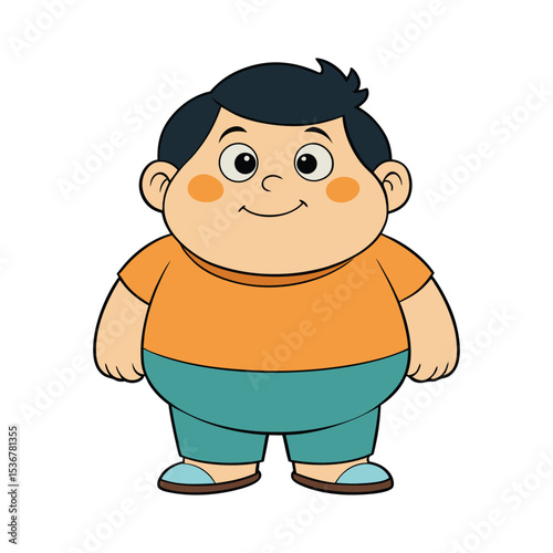 Fat Cute Chubby Kid Cartoon Vector Illustration