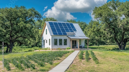Wallpaper Mural A modern farmhouse with solar panels on a sunny day. Torontodigital.ca