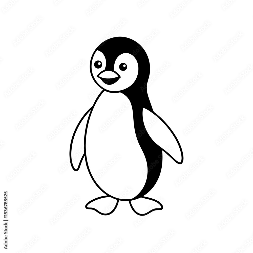 Naklejka premium Happy Cartoon Penguin Vector Walking Pose