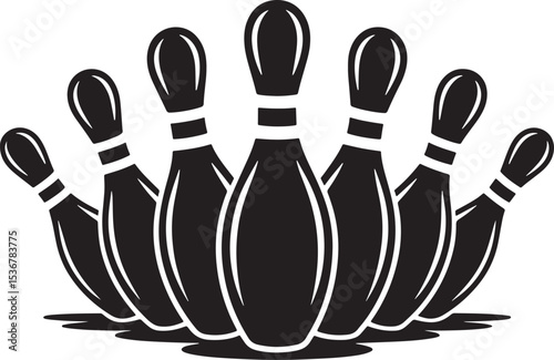 Stylish black and white illustration of bowling pins perfect for sports related designs