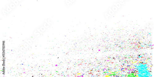 Multiple colorful dust texture on the white background, fine and scattered dust particles, scratches, smudges, and noise with an aged, distressed look.