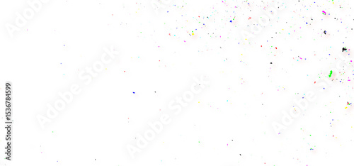 Multiple colorful dust texture on the white background, fine and scattered dust particles, scratches, smudges, and noise with an aged, distressed look.