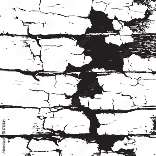 Black and White Cracked Wooden Texture Distressed Plank Background