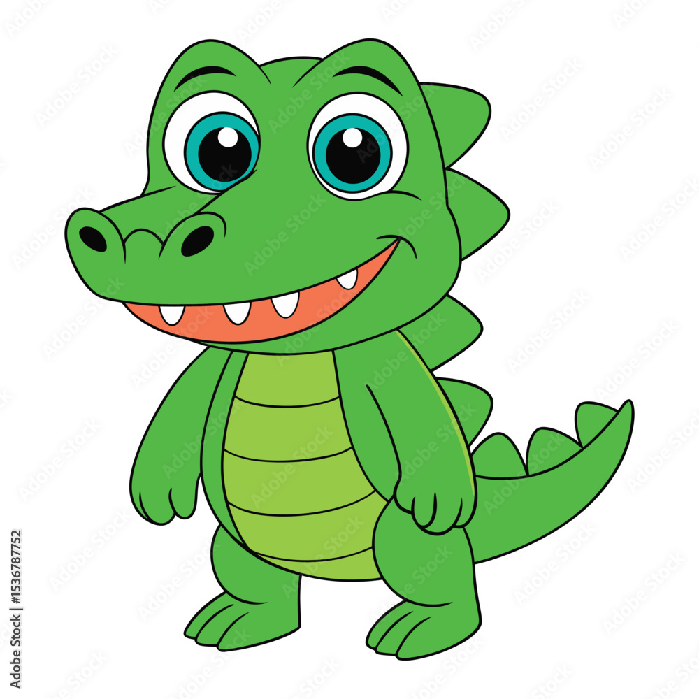 Fototapeta premium Friendly Green Crocodile Character with Fun Facial Expression