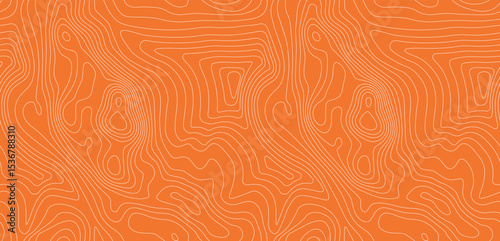 Abstract sushi pattern with vibrant orange background and white wave lines resembling raw salmon or tuna texture. Seamless vector illustration for restaurant decor or packaging.