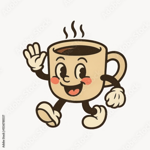 Retro animated coffee cup