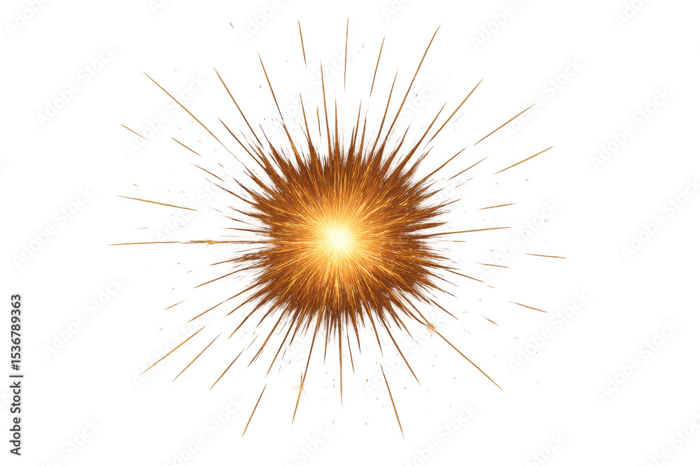 Fototapeta premium Golden light flare explosion with transparent background, perfect for visual effects and motion graphics