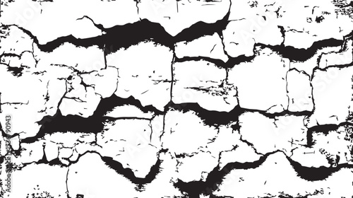 Cracked Texture Black and White Grunge Background