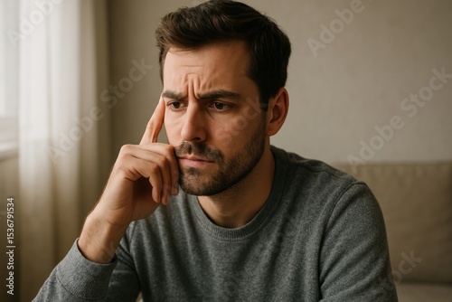 Pensive man deep thought