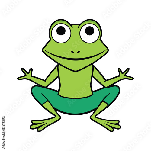 Frog Doing Yoga Cartoon Animal