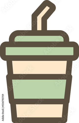 Minimal Reusable Tumbler Cup Illustration with Straw