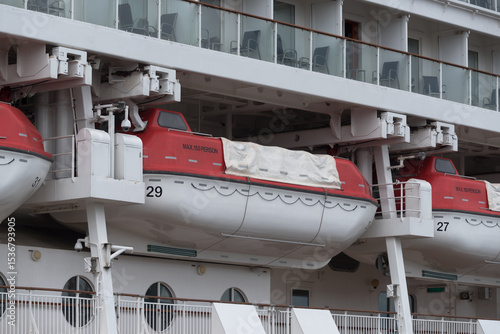 LIFEBOATS - A rescue deck on the cruise ship