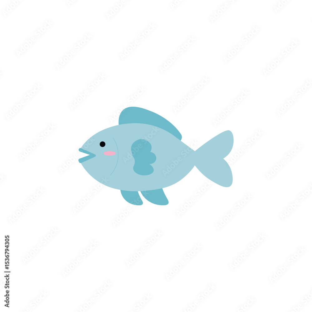 Obraz premium Blue Fish Face Flat Design Icon