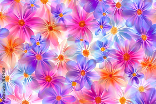 Vibrant Colorful Flowers Blossom Background Floral Design