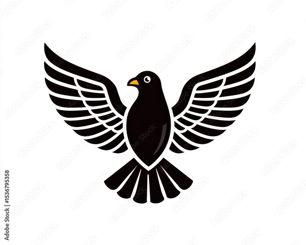 Fototapeta premium Stylish Black Bird Logo with Wings