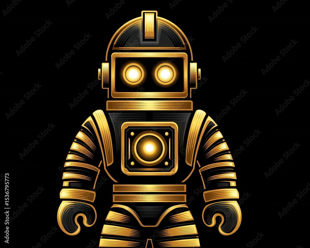 Fototapeta premium Futuristic Gold Robot Illustration