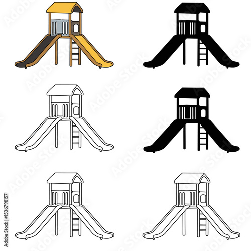 Children play area glyph icon. Playground slide. Child outdoor entertainment equipment. Park zone for kids. Silhouette symbol on white space. Vector isolated illustration
